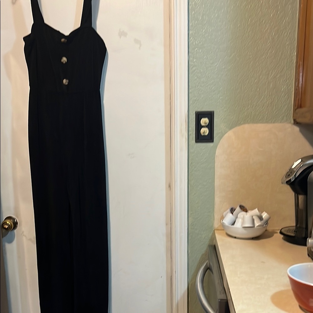 Black Button-Front Jumpsuit